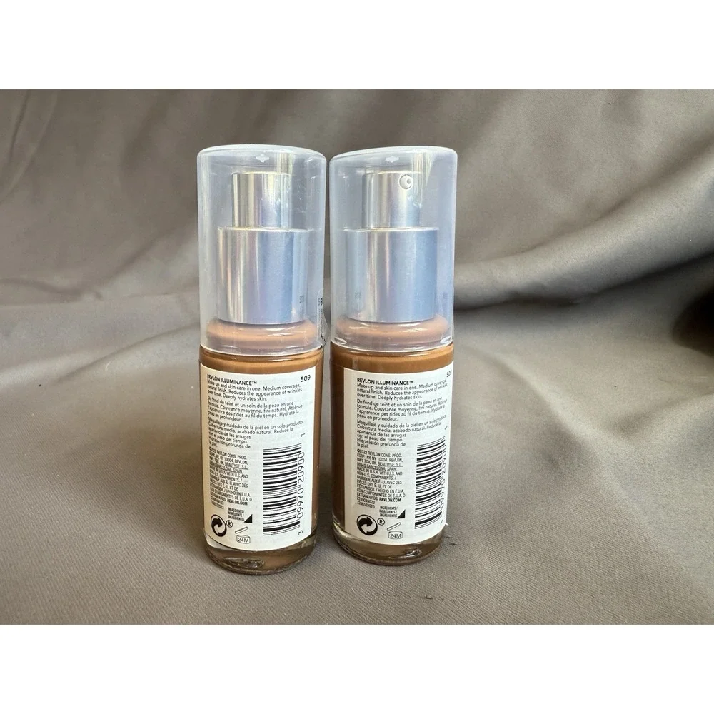 NEW Set of 2‎ REVLON ILLUMINANCE Skin-Caring Liquid Foundation 509 Brown 1 fl oz